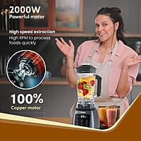 AGARO Royal Professional Blender/Grinder/Mixer, 2000W, 5 Preset Function 9 Speed Settings, Pulse & Timer, 2L & 600ml Small Grinding Jar