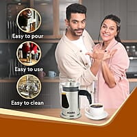 AGARO Crystal French Press Coffee Maker, 600 ML, 4 Level Filtration System, 304 Grade Stainless Steel