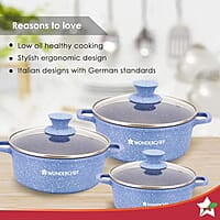 Wonderchef Granite Die-Cast Non-Stick 6-Piece Casserole Set with Lids Blue