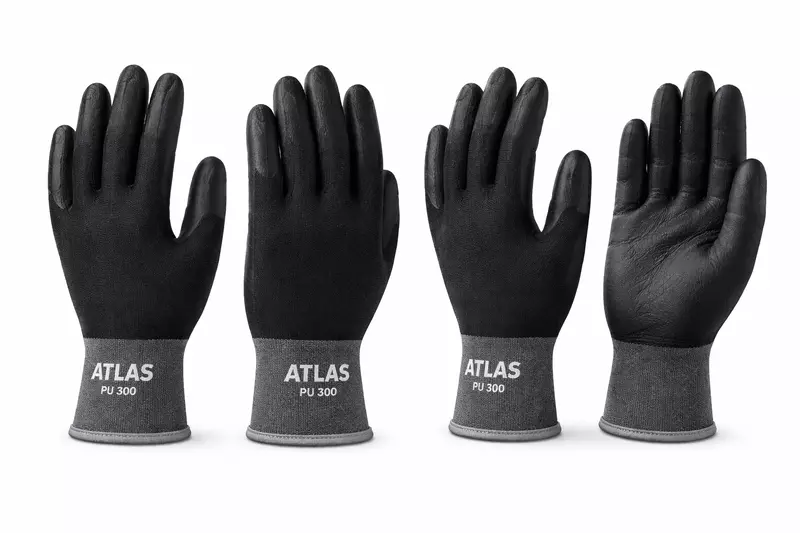 Atlas pu cotted hand gloves -black