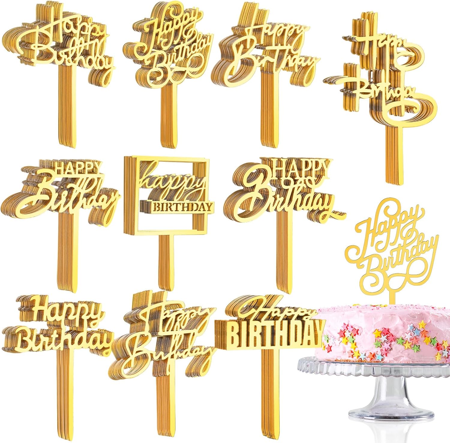 Happy Birthday topper 3inch 10pc set