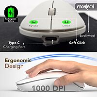 Frontech FT-1602A Wireless Keyboard & Mouse Combo (2.4GHz & Bluetooth, 100-Key Slim, Rechargeable, 1000 DPI, 1 Year Warranty)