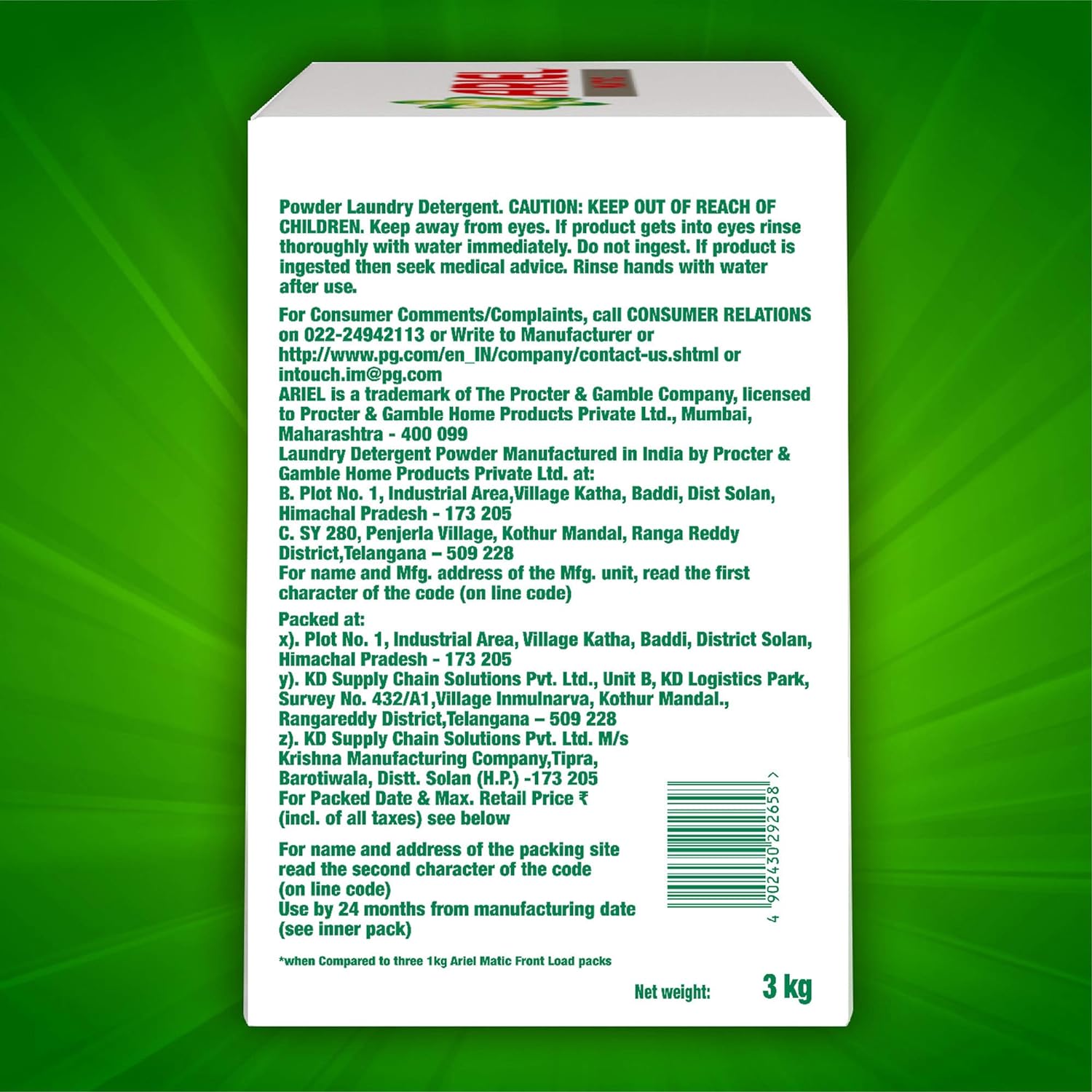 Ariel Top Load Detergent Washing Powder -1 kg