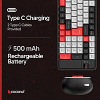 Coconut Diamond Rechargeable Wireless Keyboard & Mouse Combo (Multi-Device Support, 1 Year Warranty)