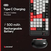 Coconut Diamond Rechargeable Wireless Keyboard & Mouse Combo (Multi-Device Support, 1 Year Warranty)
