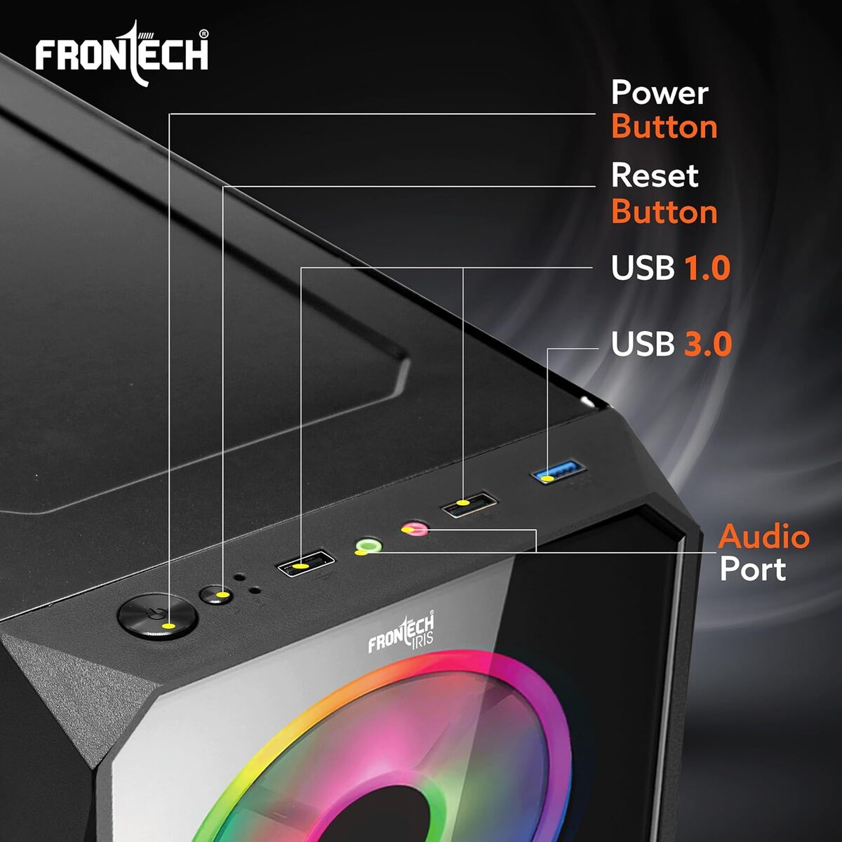 Frontech IRIS FT-4356 Mid-Tower Gaming Case RGB