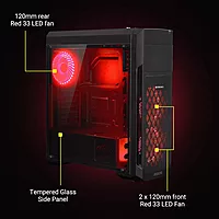 ZEBRONICS Zeb-Athena PRO Gaming Chassis – Perforated Front Panel | Transparent Side Panel | Dual 120mm Front Fans | 120mm Rear Fan | Top Magnetic Dust Filter (Red)