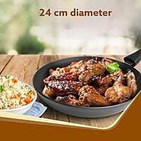 AGARO Elite Hard Anodised Tapper Frying Pan, 1.5L Capacity, 24 cm Diameter