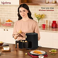 Lifelong 2.5L Air Fryer For Home-800W Small Airfryer Machine To Fry,Bake&Roast With Timer Control-Oil Free Fryer Machine-Electric Air-Fryer With 360°  Black