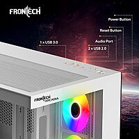 Frontech FT-4381 White Mid-Tower Gaming Case RGB