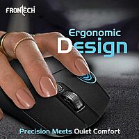 Frontech MS-0056 Wireless Optical Mouse – 2.4GHz | 1600 DPI | USB Nano Receiver | Ergonomic Design | Black | PC & Laptop Mouse