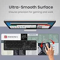 Portronics Comfipad 2 Extended Mouse Pad – Grey, Smooth & Anti-Slip
