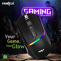 Frontech MS-0104 Wired Optical Mouse – 1000 DPI | Ergonomic Grip | Smooth Tracking | USB Plug & Play | PC & Laptop Mouse