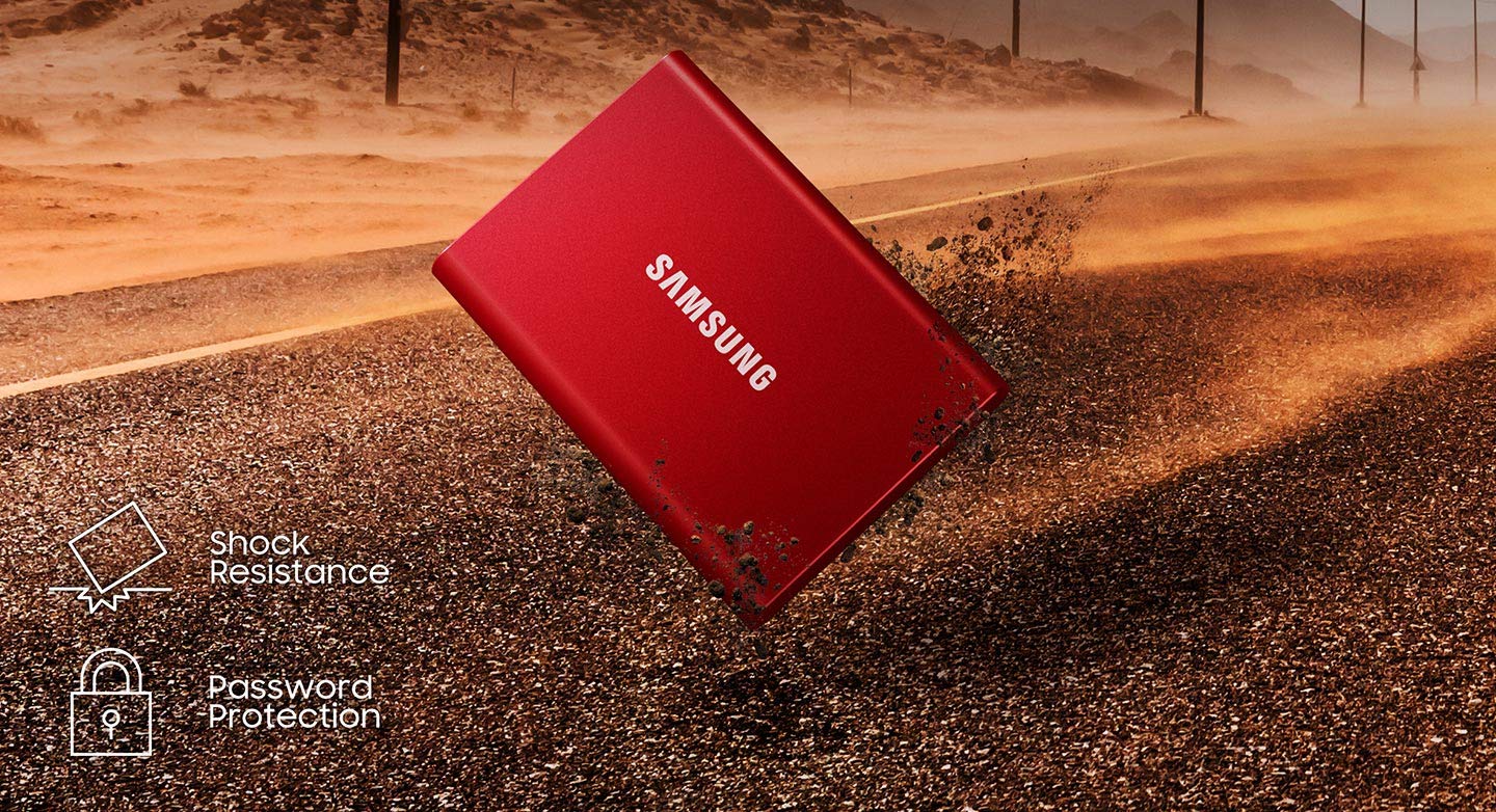Open Box Samsung Portable SSD 500GB - Up to 1050MB/s - USB 3.2 External Solid State Drive, Red, SSD T7 500GB