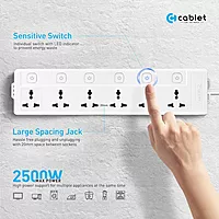 HAMMOK HALO 4+4 Power Strip – 3M, Individual Switches, Surge Protection, 8 Outlets, USB Ports, Overload Protection, Compact Design, Ideal for Home/Office, Safe and Convenient Power Solution.