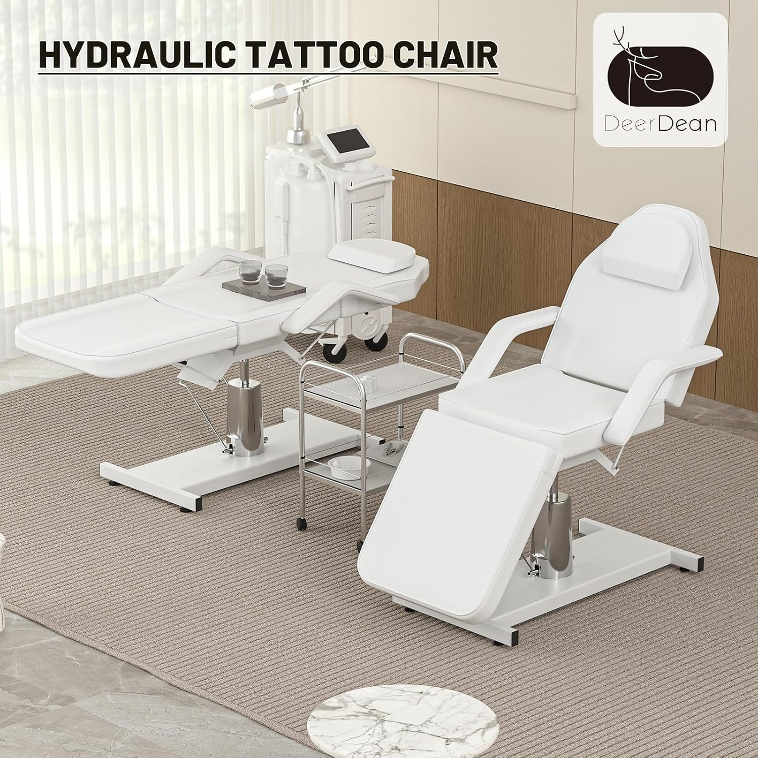 height adjuable derma chair in white