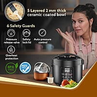 AGARO Regal Electric Rice Cooker, 3 Liters Ceramic Inner Bowl, Cooks Up to 600 Gms Raw Rice, SS Steamer
