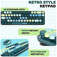Ambrane Combo of Wireless Keyboard with Mouse Retro Typewriter Inspired, 2.4GHz for Desktop, Laptop, MacBook and Devices with USB Support, Compact Light-Weight, Single Nano Receiver KeyPop