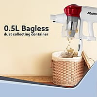 AGARO Regency Cordless Stick Vacuum Cleaner, Dry Vacuuming, 2 Suction Modes, 7 kPa Suction Power