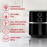 Crompton NourisPro 4.5 Ltr Air Fryer with Quick Fry Technology 1500 Watts Super Helix Heating element