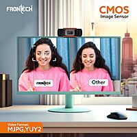 Frontech E-CAM FT-2255 webcam with HD resolution, built-in mic, and plug & play USB—ideal for video calls, streaming, and remote work.