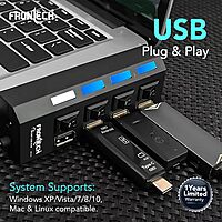 Frontech NC-0033 4-Port USB Hub offers fast data transfer, plug-and-play use, and expanded connectivity for laptops and PCs.