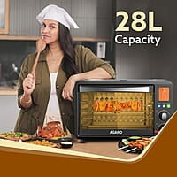 Agaro Imperial Digital Oven Toaster Griller, 28 Litres, 10 Preset Cooking Function, Convection Function, Motorized Rotisserie, Backlit Lcd Display, Black - 1500 Watts