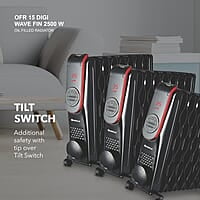 Havells OFR 15 Wave Fin DIGI with 3 Heat Setting, 2500 watt, Automatic Digital Control of Temperature