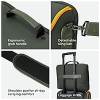 MOKOBARA The Transit Briefcase Vegan Leather & Nylon 15L Laptop Crossbody Messenger Bag for Men & Women