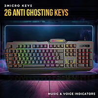 LAPCARE Champ (LGK-102) RGB Gaming Keyboard – Multi-Key Anti-Ghosting | Rubber Dome Key Switches | Spillproof | 2 USB Passthrough | 3 Programmable G Buttons | RGB LED Backlit | 1-Year Warranty