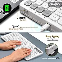 Frontech FT-1602A Wireless Keyboard & Mouse Combo (2.4GHz & Bluetooth, 100-Key Slim, Rechargeable, 1000 DPI, 1 Year Warranty)