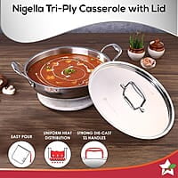 Wonderchef Nigella Tri-ply Stainless Steel 30 cm Kadhai with Lid 4.6 Litre 2.6mm Thickness