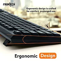 Frontech KB-0032 Wired USB Keyboard – Ergonomic Design | Quiet Keys | Durable Build | Smooth & Comfortable Daily Typing