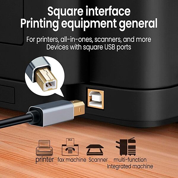 UPORT USB 2.0 Male to Male Cable, 5M length, ideal for connecting devices like printers, scanners, and external drives. High-speed data transfer, durable design, and flexible for easy use.