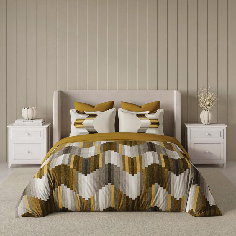 D'Decor 100% Cotton King Size Bedsheet with 2 Pillow Covers | 180 TC Digital Print Floral Design | 274cm x 274cm | Grid (Mustard)
