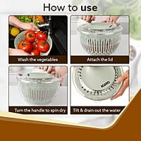 AGARO Elite Salad Spinner, 5L, Vegetable Cleaner, Removes Excess Water and Pesticides, Cleans Vegetables Thoroughly, Use for Mixing Salad with Dressing