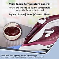 AGARO Imperial Steam Iron, 2200W, Ceramic Coated Sole Plate 350 Ml Water Tank
