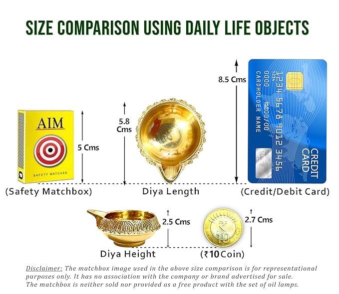 Brass Diya for Puja (Small 5.8 cm, Golden Color) – Set of 2 Pital Kuber Deep Vilakku for Daily/Festive Worship, Home Temple Decoration, Diwali, Housewarming, Wedding & Spiritual Return Gift