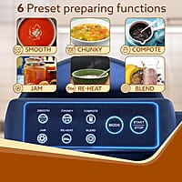 AGARO Elite Soup Maker, 1 Litre, Automatic Blending & Heating,6 Preset Cooking Functions, Copper Motor, Stainless Steel Blades, Grey