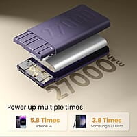 Ambrane 27000mAh Powerbank, 22.5W Fast Charging, Triple Output (2 USB & 1 Type C)