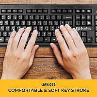 Lapcare LMK‑012 multilingual keyboard: 104 membrane keys, 10 M keystroke life, USB interface, spill‑resistant & rupee key support—ideal for Indian users.