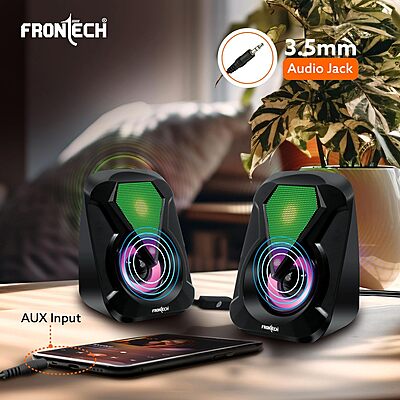 Frontech SPK-0004 multimedia speakers deliver rich, clear sound with sleek design—perfect for desktops, laptops, and home entertainment.