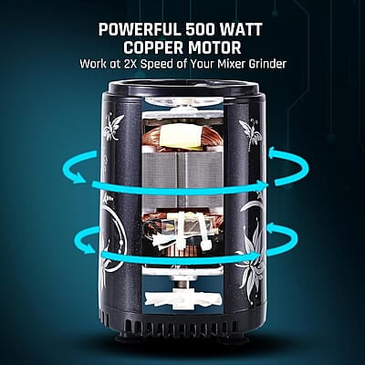 Wonderchef Nutri Blend Smart 3 Jar Automatic Mixer Grinder with Dual Pulse Function 22000 RPM 500 W