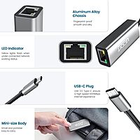 uPort Type-C to LAN + 3-Port USB Hub 2.0 offers seamless connectivity with a Type-C interface, providing a reliable Ethernet connection and three USB 2.0 ports for versatile device connections.