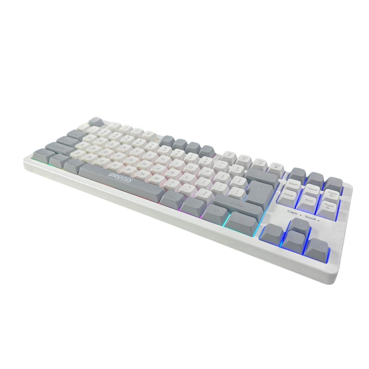 Geonix Vintage Retro Chiclet Keyboard, 87 Keys, PVC Cable, Durable, Compact & Slim Design, White Grey, KB4 Geonix Vintage Retro Chiclet Keyboard, 87 Keys, PVC Cable, Durable, Compact & Slim Design, White Grey, KB4