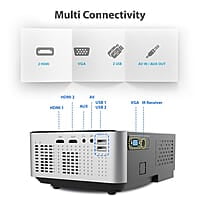 ZEBRONICS ZEB-LP2800 Full HD Home Theatre Projector with Built in Speaker, HDMI, VGA, USB, AV in, mSD Slot, AUX Out, 1080p Support and Remote Control