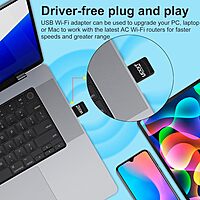 UPORT USB 5G 600 MBPS WiFi Adapter Driver Free Dual Band 2.4Ghz/5Ghz Wireless WiFi Receiver Dongle for PC, Laptop, Desktop Supports Windows 11,10,8.1,8,7,Xp/Mac Os 10.9-10.15