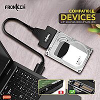 Frontech NC-0038 USB 3.0 to SATA adapter enables fast data transfer from SATA HDD/SSD to USB—perfect for backups and drive access.