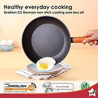 Wonderchef Caesar Forged Virgin Aluminium Fry Pan, 1 ltr, 20cm, Black, Healthy Greblon C3