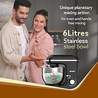 AGARO Imperial Stand Mixer,1400W with 6L SS Bowl, 1.5L Blending Jar,10 Speed With Pulse Function, 100% Copper Motor